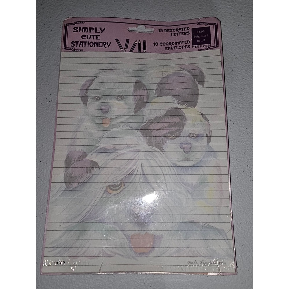 Vintage Simply Cute Stationery Set‎ Pastel Dogs Letter Writing Paper Sealed NOS